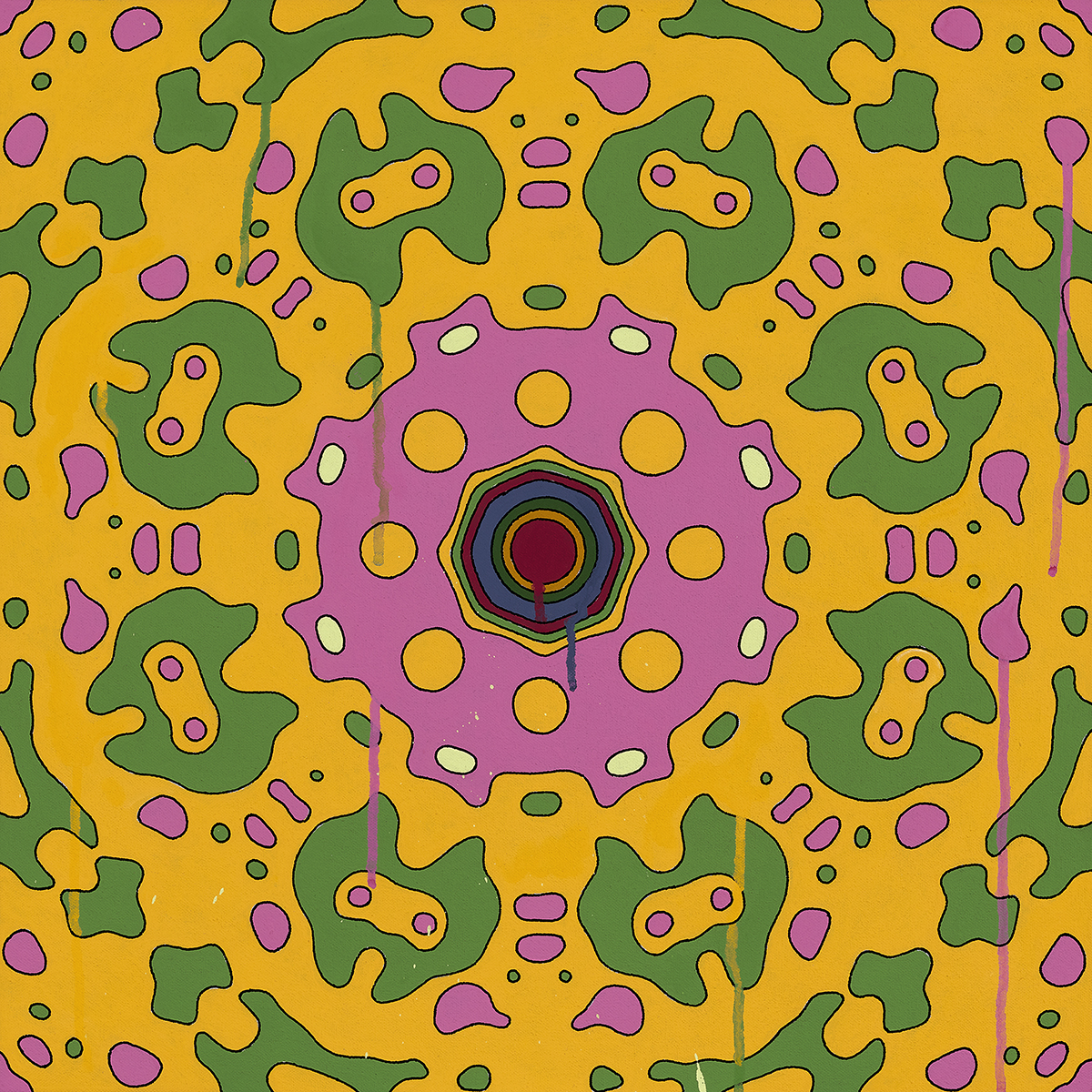 <br/>Velarde Toggle, 10/13/2025<br/>18" x 18"<br/>acrylic and opaque marker on canvas